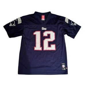 TOM BRADY Jersey Youth New England Patriots #12 REEBOK NFL PLAYERS Mesh Logo XL